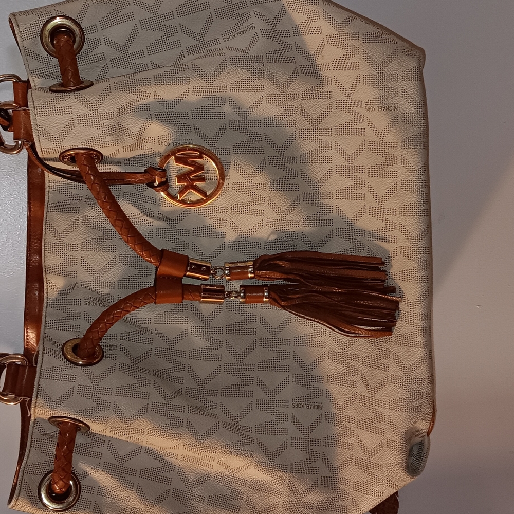 Michael Kors Cream and Brown Women's Bag